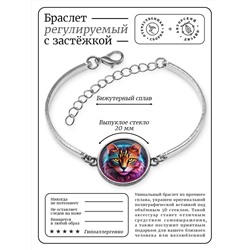 BSI-0165 Браслет металлический Кошка неон