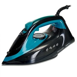 Утюг DELTA LUX DE-3000  черный с бирюзовым: 2000 Вт,КЕРАМИКА, САМООЧИСТКА,ПАРОВОЙ УДАР, 320мл(10) оптом