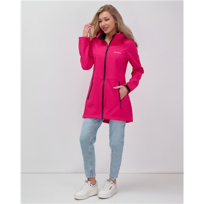 Парка спортивная женская с капюшоном softshell розового цвета 9568R