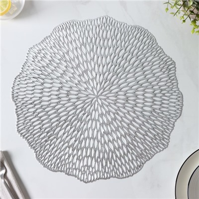 Салфетки сервировочные на стол Доляна «Мэри», d=36 см, 4 шт., серебряные