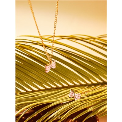 Набор детских украшений Выбражулька «Бантик», 2 предмета: кулон, кольцо, розовый