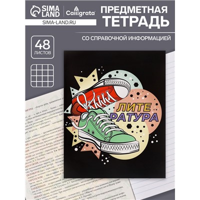 Тетрадь предметная 48 листов в линейку Calligrata, «Кеды. Литература», картонная обложка