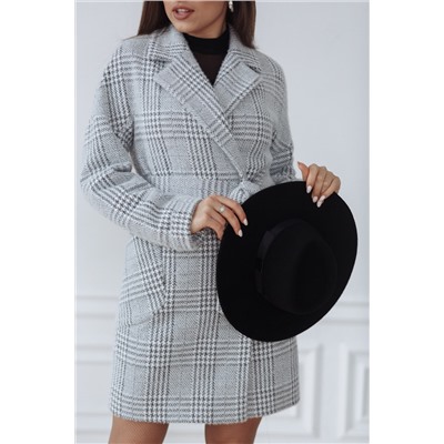 Пальто женское демисезонное 22400  (серый/клетка)