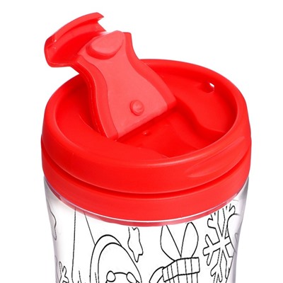 Термостакан детский «С Новым годом!», с вставкой-раскраской, 14.5 см, 250 мл, цвет ярко-красный
