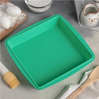 Форма для выпечки Доляна «Квадрат», силикон, 27×27×4 см (с бортиками), внутренний размер 23×23 см, цвет МИКС