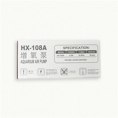 Компрессор для аквариума Sea Star HX-108A прозрачный, 3 л/мин, 2,5 Вт