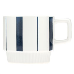Кружка фарфоровая "Геометрия-2" "Полоски" 320мл, д8,9см h8см, матовая глазурь, с деколью, цвет - белый, д/горла 8,5см, д/основания 6,9см, в коробке (Китай)