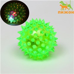 Мяч светящийся для собак средний, TPR, 5,5 см, зелёный