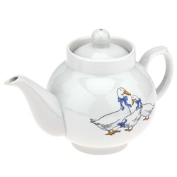 Чайник заварочный фарфоровый "Гуси новые" 700мл, д7,4см, h11,6см, форма "Рубин" (Россия)