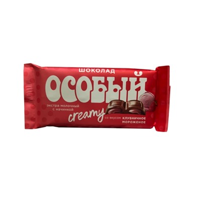 Шоколад Особый Экстра молочный со вкусом Клубничное мороженое 82г/КФ Крупская