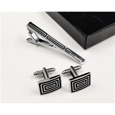 Набор запонок и зажима для галстука в футляре