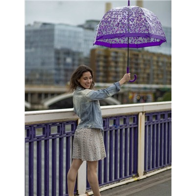 L042-4426 PurpleLeopard (Фиолетовый леопард) Зонт женский трость Fulton