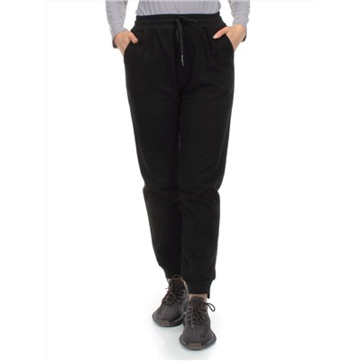 HC-205-1 BLACK Брюки спортивные женские (95% хлопок, 5% спандекс)
