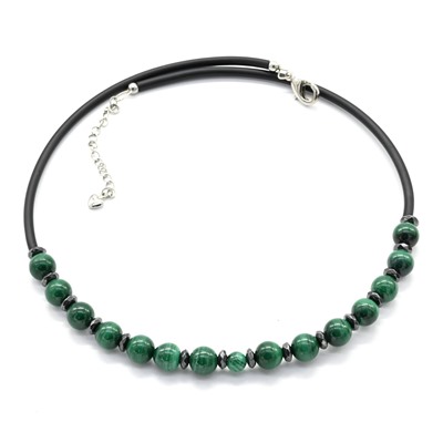 Чокер с малахитом шарик 8мм, 45см