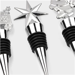 Набор пробок для бутылок Доляна «Новогодний», 3 шт., серебристый