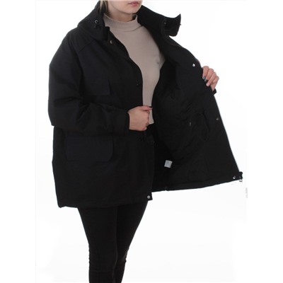 3092 BLACK Куртка демисезонная женская (100 гр. холлофайбер)