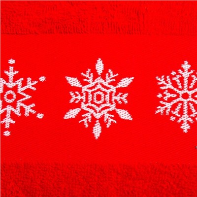 Полотенце новогоднее махровое "Snowflakes" 30х60 см, 100% хлопок, 360гр/м2