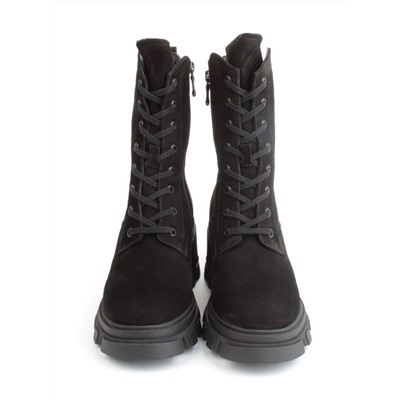 04-M2-5123 BLACK Ботинки зимние женские (натуральная замша, натуральный мех)