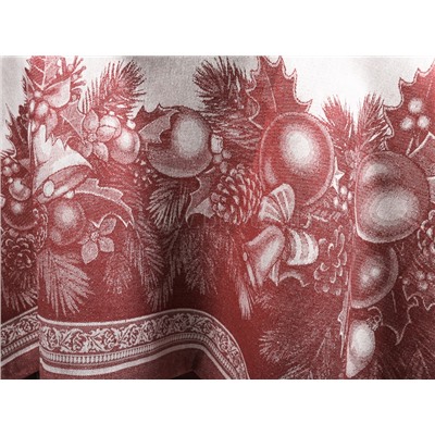 07с-21 ЯК Скатерть 150*220  "Новогодние игрушки" цв. бордо