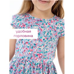 Детское платье "Карусель" / Нежные цветочки на голубом