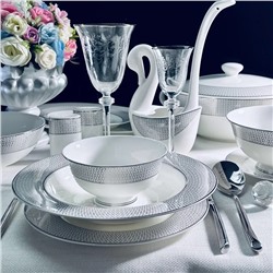 145-552 Обеденный сервиз 30пр. СЕВИЛЬЯ СЕРЕБРО в под.уп.(х2) Костяной фарфор