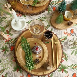 Скатерть новогодняя Доляна Bullfinch=149×180± 3 см, 100% хлопок, рогожка 164 г/м²