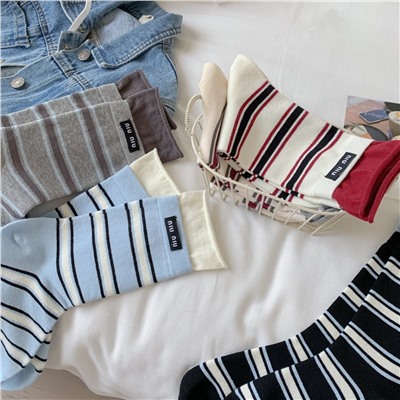 Summer cotton high quality thin knee socks, mid-length