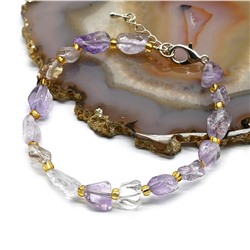 Браслет из аметиста лавандового галтовка 5*6-7*8мм, 18см