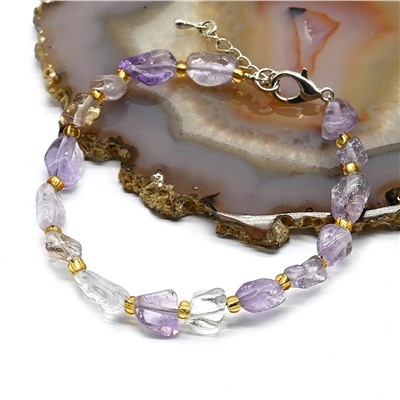 Браслет из аметиста лавандового галтовка 5*6-7*8мм, 18см