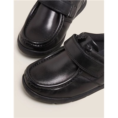 Kids' Leather Riptape School Shoes (8 Small - 1 Large)