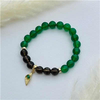 Радуга Самоцветов Браслет из Агата тон. и Раухтопаза с подвеской