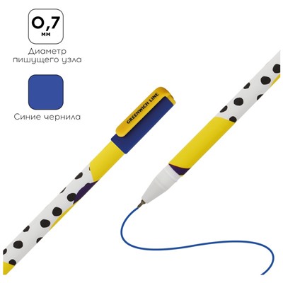 Ручка шариковая Greenwich Line "Creative dots" синяя, 0,7мм, игольчатый стержень, софт-тач
