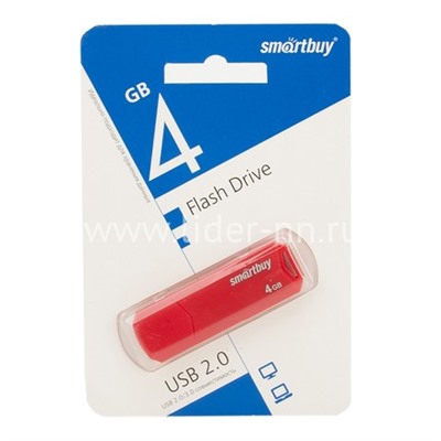 USB Flash 4GB SmartBuy CLUE красный 2.0