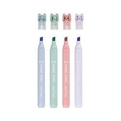 Набор текстовыделителей MESHU "Paw pastel", 04цв., пастельные цвета, 1-4мм, блистер с европодвесом
