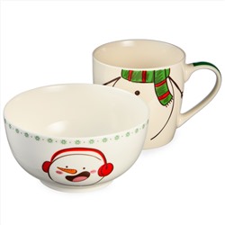 НАБОР ПОСУДЫ LEFARD "СНЕГОВИК" 2 ПР. (КРУЖКА 360МЛ, САЛАТНИК 500МЛ)