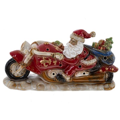GAEM Фигурка декоративная c подсветкой "Дед Мороз на мотоцикле" (LR44x3), L30 W8,5 H16 см