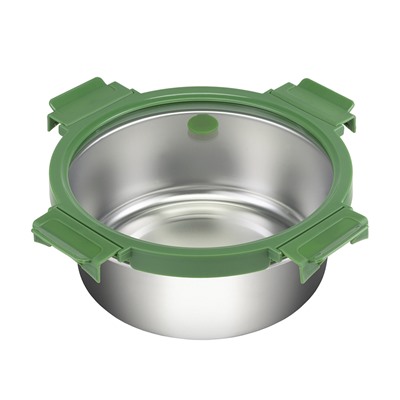 Ланч-бокс стальной со стеклянной крышкой, 1,5 л, зеленый