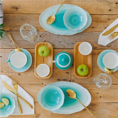 Блюдо Доляна «Млечный путь», 29.5×17.5 см, фарфор, бирюзовое