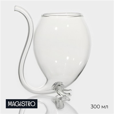 Бокал для вина Magistro «Пантера», 300 мл, 10.5×8.5×12.5 см, стекло, с трубочкой, прозрачный