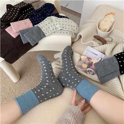 Demi-season warm woolen Japanese retro socks for boys, mid-length