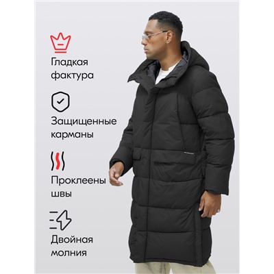 Парка MTFORCE мужская зимняя модная удлиненная спортивная черного цвета 2416_1Ch