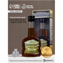 Подарочный набор «Командир», гель для душа коньяк 250 мл и мыло для рук 25 г, Чистое счастье