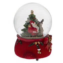 Фигурка декор в стекл шаре "Санта" (муз с ключ), D 10 см, L10,5 W10 H14 см
