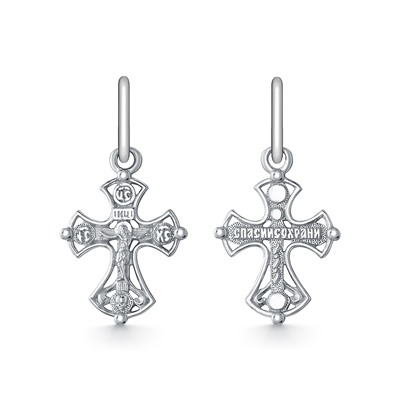 Крест из серебра литье белый