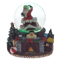 GAEM Фигурка в стекл. шаре с музыкой, эффектом вьюги и подсвет."Санта", D 10 см, L16 W13,5 H15,5 см