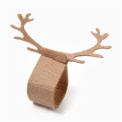 Набор декоративных колец для салфеток «Олень», бежевый, 4 шт., 15×5 см, 100% п/э, фетр