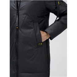 Куртка женская зимняя с мехом енот премиум класса черного цвета 871Ch