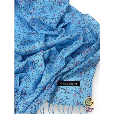 Палантин из хлопка и бамбука премиум Арт 2459/2 васильковый фон