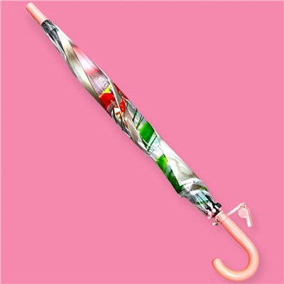 Зонт-трость детский прозрачный с рисунком полуавтомат Арт 2007/1