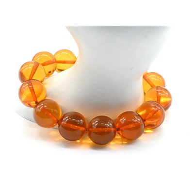 Браслет из янтаря шарик 16мм св.коньячный